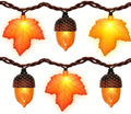 Couah 8.5 FT 3D Orange Maple Leaf & Acorn Lights with 10 LED Plug in Fall String Lights for Indoor and Outdoor Home Bedroom Autumn Party Harvest Fall Decorations by Couah