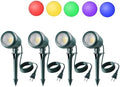 Christmas Spotlights Outdoor, 120V Plug-in Halloween Spot Light, 5000K LED Landscape Lighting with 5 Color Lenses (Red Green Blue Purple Yellow), IP67 Waterproof, 4 Pack by Unknown