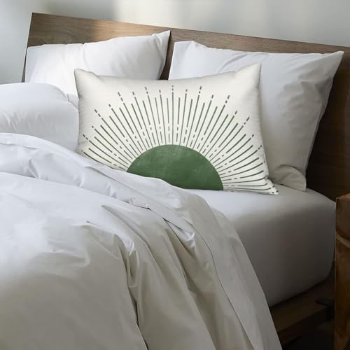 Summer Pillow Covers 12x20 Inch Set of 2 Stripes Green Sunshine Decorations Outdoor Throw Pillows Boho Summer Sunset Sun Pillowcase Linen Decor Farmhouse Lumbar Cushion Case for Home Sofa - Image 6