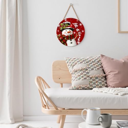 Christmas Snowman Sign for Front Door Decor Let It Snow Winter Hanging - Image 5
