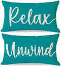 Decorative Throw Pillow Covers 12x20 Set of 2 Relax Unwind, Teal by HERHOME