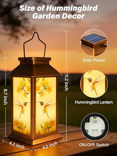 Guhope Birthday Gifts for Women Mom Grandma Men, Solar Lanterns Outdoor Waterproof, Hummingbird Hanging Garden Decor Outdoor Solar Lights for Garden Lawn Yard Patio Porch - Image 5