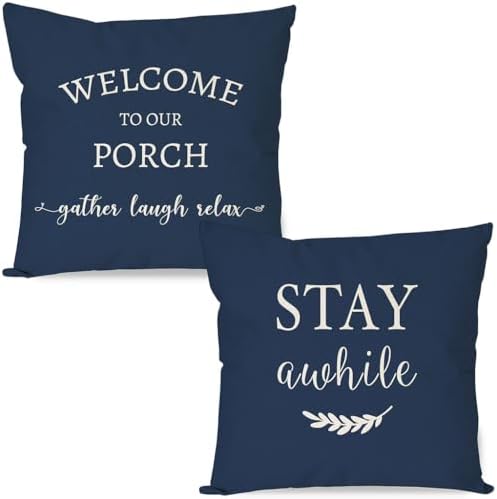PANDICORN Outdoor Decorative Throw Pillow Covers 16x16 Inch Set of 2, Blue by PANDICORN