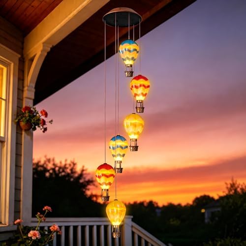 Topstor Hot Air Balloon Solar Wind Chimes for Outside Hanging Decor (Wavy) by Topstor