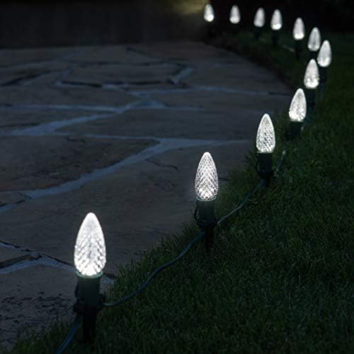 Wintergreen Lighting 25 OptiCore LED C9 Cool White Pathway Christmas Lights, Heavy Duty Bulbs for Driveway, Walkway Marker, 5" Commercial PathPRO Stakes, 18 Gauge Green Wire, 25' - Image 5