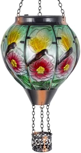 STARSOUL Dragonfly Solar Hot Air Balloon Lantern with Flickering Flame, Hanging Solar Lantern Outdoor Waterproof, Hot Air Balloon Solar Light Decorations for Garden Yard Lawn Porch Porch Backyard by Starsoul
