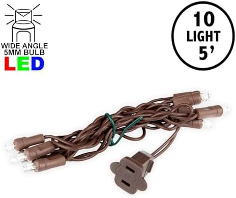 Novelty Lights 5 Feet 10 LED String Light, Pure White on Brown Wire - Image 4