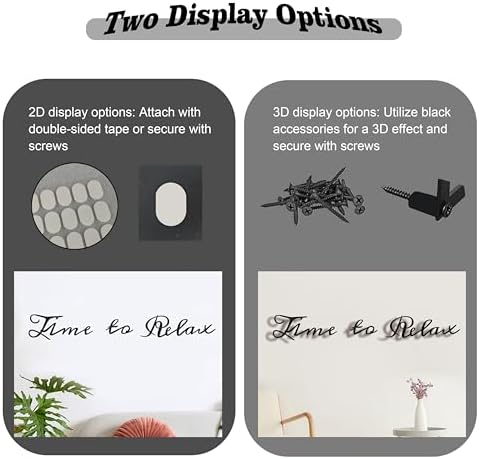 Metal Bathroom Wall Decor, 3D Time to Relax Sign for Spa, Black Letter Art - Image 5
