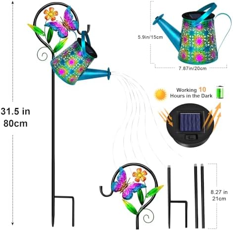 Solar Garden Lights Outdoor,Butterfly Watering Can Light, Waterproof Decor - Image 7