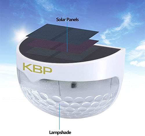 KBP Solar Fence Lights Outdoor Decorative Garden Lights Waterproof Wall Lights for Patio, Yard, Stairway (White) - Image 3