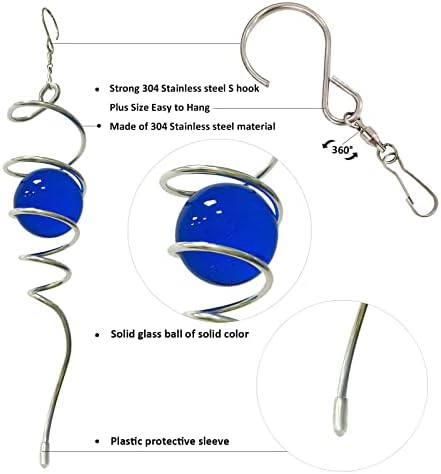 Aoedelyart Wind Spinner Tail Gazing Ball Spiral Tail Wind Spinner Stabilizer Sun Catcher Visual Illusion in Spinning Yard Art Decor,Indoor Outdoor Garden Decoration Wind Sculptures-13 in(Dark Blue) - Image 2