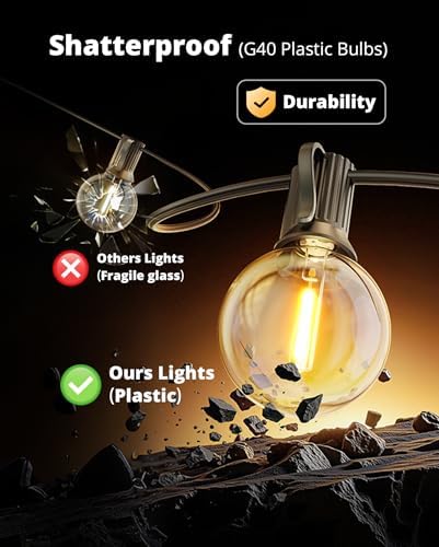 VIPAR Outdoor String Lights,50FT 27 G40 Patio Lights Waterproof for Balcony - Image 5