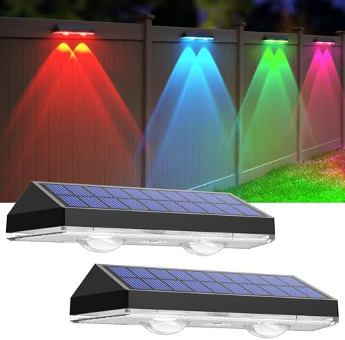 LIANGLOME Solar Fence Lights Outdoor, 2PK RGB Solar Lights for Outside Backyard, Patio, Deck Fence, Stair Handrail, Pool and Wall by LIANGLOME