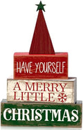 Moucuny 4 Pcs Christmas Decor Wooden Christmas Tree Sign Tiered Tray Decor by Moucuny