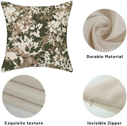 Boho Outdoor Sage Green Floral Vintage Pillow Covers 18x18 Set of 2 - Image 7