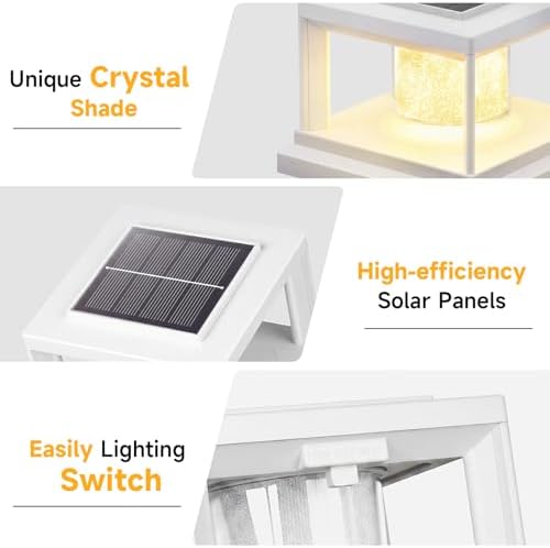 FOLKSMATE Solar Fence Post Cap Lights 12 Pack Outdoor Waterproof White - Image 5