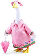 Raincoat Porch Goose Outfits, Summer Lawn Goose Raincoat Costume, Spring Outfit Yard Goose Rain Coat Clothes with Umbrella Hat Fits 23” Geese Statue for Patio Garden Outdoor Decorations (Pink) by Unknown