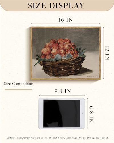 WHASAYART Raspberries Canvas Wall Art 12x16in, Vintage Fruit Still Life Framed Wall Decor, Rustic Farmhouse Kitchen Artwork Print, Fruit painting for Dining Room, Kitchen, Coffee Bar, Gift Ready - Image 2