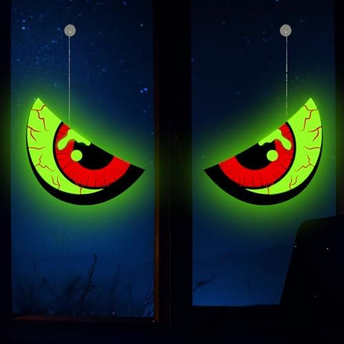 Halloween Window Decorations - Spooky Glowing Eyes, Glow in the Dark Halloween Decorations Indoor, Scary Solar Light up Eyes Hanging Decor for Wall, Door, Lawn, Porch, Yard by Rossorha
