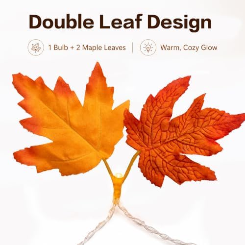 Fall Maple Leaf String Lights, 14.7 ft, 30 LED, Battery-Powered - Image 5