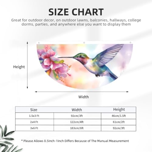 Hummingbird Flowers Semicircular Hanging Decorative Bunting Flag 2pcs - Image 3