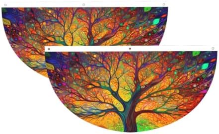 Tree Leaves Colorful Semicircular Hanging Decorative Bunting Flag 2pcs by Ouqiuwa