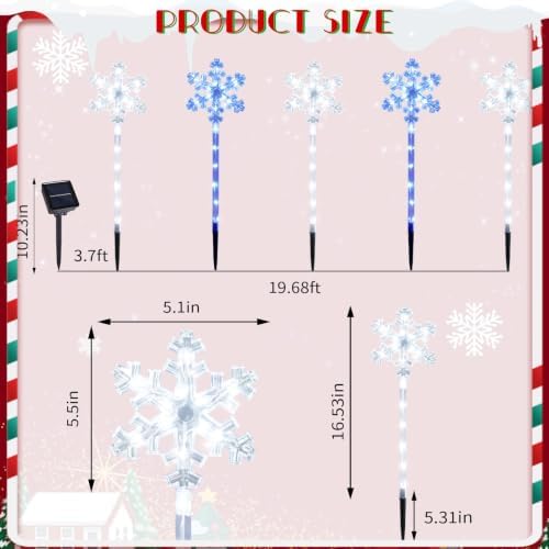 BRIGHTDECK Solar Christmas Snowflake Pathway Lights Outdoor Decor, 10 Pack - Image 2