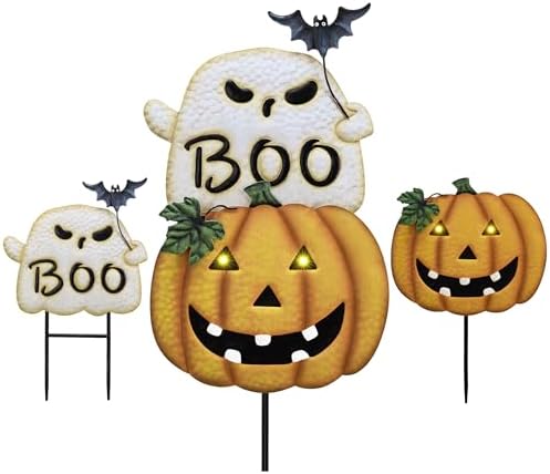 TERESA'S COLLECTIONS Outdoor Halloween Decor Ghost Pumpkin Yard Stake by TERESASCOLLECTIONS