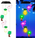 GlikCeil Solar Wind Chimes, 27.5-inch Flamingo, Coconut, and Pineapple Solar Wind Chimes, Waterproof Hanging LED Lights, Suitable for Patios, Porches, Terraces, Hawaiian Parties Color-Changing Lights by GlikCeil