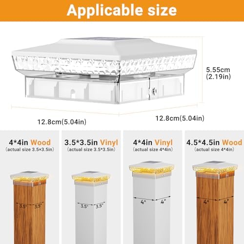 btfarm Solar Post Cap Lights, 2 Colors Modes, Fit 4x4 3.5x3.5 Wooden/Vinyl - Image 4