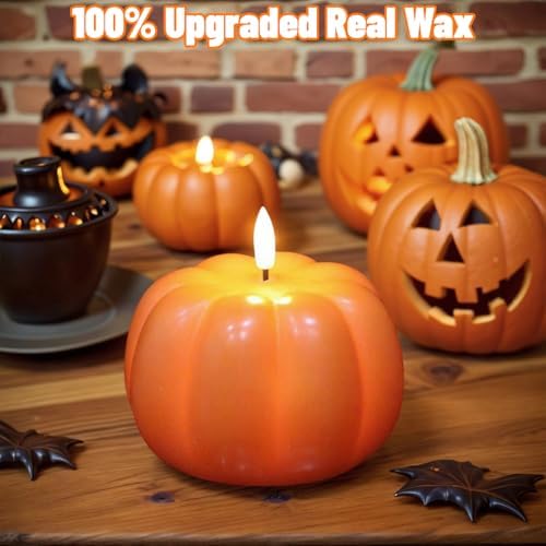 Wondise Fall Decorations Flameless Wax Pumpkin Candles with 6H Timer - Image 3