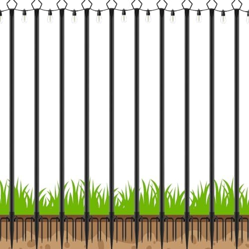 LETIANPAI 10Ft String Light Poles 2 Pack,Light Poles for Outside Lights,Outdoor with Fence Brackets Hanging Lights,Metal Stand Deck Patio Backyard by LETIANPAI