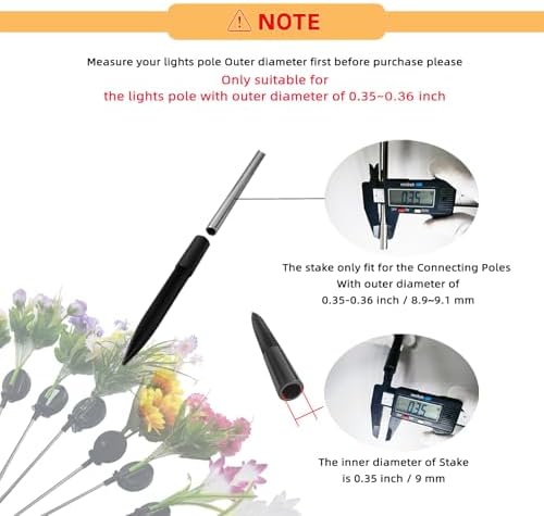10 Pack Solar Light Stakes Replacement (Fit for Pole Outer Diameter 0.35in), ABS Reinforced Ground Spikes for Outdoor Solar Landscape Pathway Christmas Lights Yard Garden Deco - Image 2