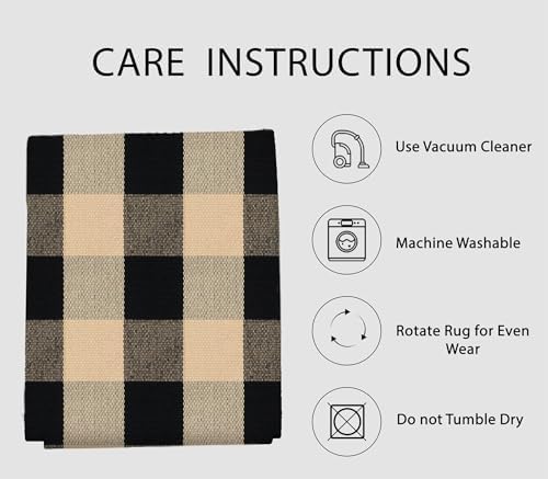 IOHOUZE 2x3 Buffalo Plaid Rug, Washable Outdoor Door Mat, Tan Black - Image 5