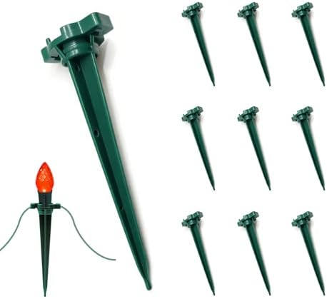 100 Pack Christmas Light Stakes, 4.5 Inch Lighting Stakes for C7 C9 Christmas Lights Outdoor, Yard Stakes,Garden,Lawn,Pathway, Patio, Path, Walkway, Christmas Decoration Green by ShineU