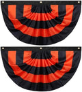 Newwiee 2 Pcs 3 x 1.5 ft Halloween Flag Bunting Half Fan Hanging Pleated Flag Banner with 3 Grommets for Halloween Indoor Outdoor House Party Holiday Yard Decorations Props, Black Orange by Newwiee
