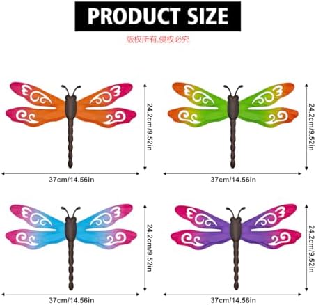 4 Pcs Metal Dragonfly Outdoor Wall Art Hanging Decor - Image 3