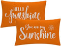 7COLORROOM 2Pack Farmhouse Decor Pillow Covers Hello Sunshine/You are My Sunshine Rectangular/Waist Cushion Covers Spring Summer Orange Home Decorations Lumber Pillowcases 12" X 20" (Orange) by 7COLORROOM