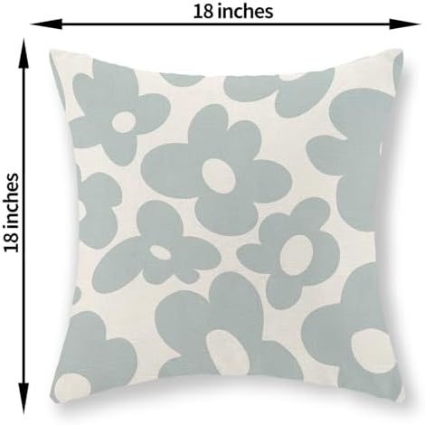 Light Blue Pillow Covers 18x18 Inch Set of 2 Baby Blue Cute Floral Throw Pillows Daisy Flower Decor Outdoor Pillow Cases Linen Spring Summer Farmhouse Decoration Cushion Cover for Couch Sofa - Image 2