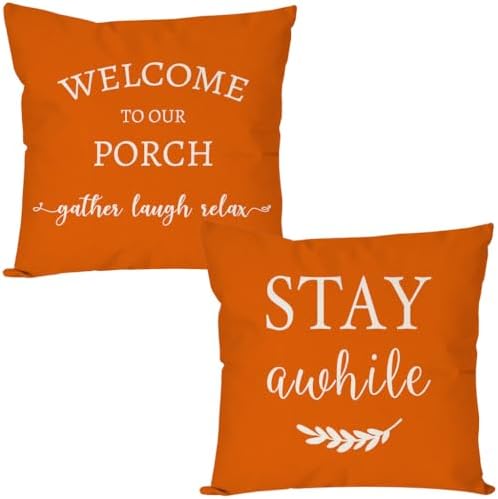 PANDICORN Outdoor Throw Pillow Covers 20x20 Inch Set of 2, Orange by PANDICORN