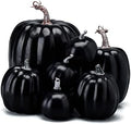 Lucakuins 7Pcs Artificial Pumpkins Fall Decoration Assorted Faux Pumpkin Cute Foam Pumpkins for Home Outside Halloween Decorating (Black1, One Size) by Lucakuins