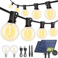 Mlambert 50FT(25FTx2) Solar String Lights with 20+2 LED G40 Bulbs, Black by Mlambert