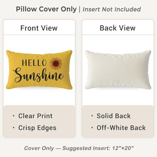 PANDICORN Spring Summer Yellow Throw Pillow Cover 12x20 Inch Hello Sunshine - Image 4