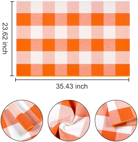 Fall Layering Rug 24"x35" Orange and White Halloween Door Mat Outdoor - Image 2