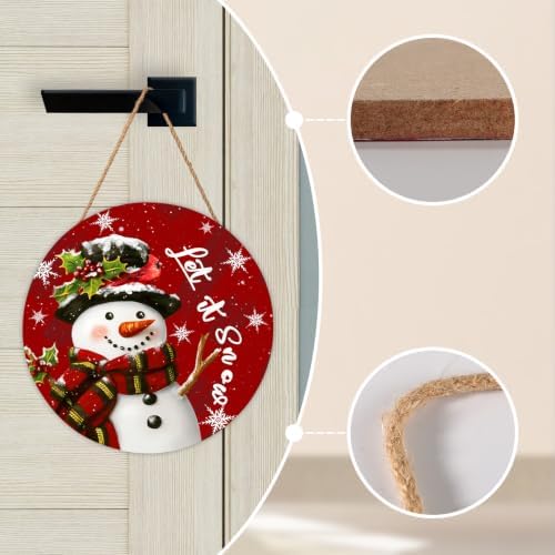 Christmas Snowman Sign for Front Door Decor Let It Snow Winter Hanging - Image 4