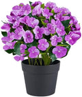 Artificial Impatiens Flowers in Pot for Outdoor 14 Inch Fake Plants by Unknown