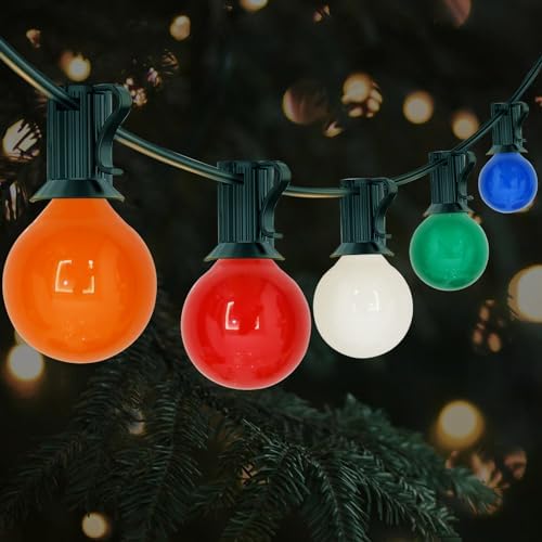 GOOTHY 25Ft Outdoor Multicolor Christmas Lights, G40 Globe Patio String Lights with 27 Ceramic Colorful Bulbs(2 Spare), Outside Christmas Lights for Holiday Party Backyard Decor by Goothy
