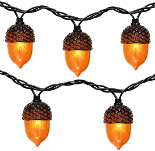 Couah Fall Decor Acorn String Lights, 8.5 FT 3D Acorn Lights with 10 LED Acorn Plug in Fall String Lights for Indoor and Outdoor Home Bedroom Autumn Party Harvest Fall Decorations by Couah