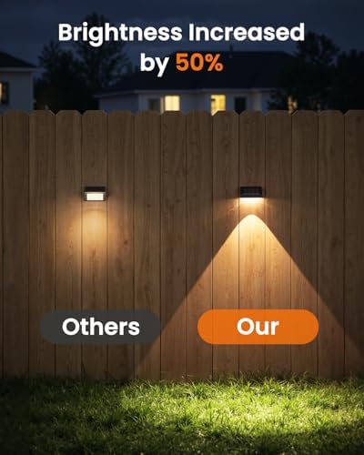 VOLISUN Solar Fence Lights 12 Pack, Fence Post Solar Lights Outdoor Waterproof with Warm White LED Spot Lens, Solar Deck Lights for Outside Wall, Deck, Patio, Yard, Rail, Garage, Pool - Image 6