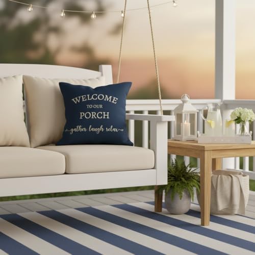 PANDICORN Outdoor Decorative Throw Pillow Covers 20x20 Inch Set of 2, Blue - Image 7